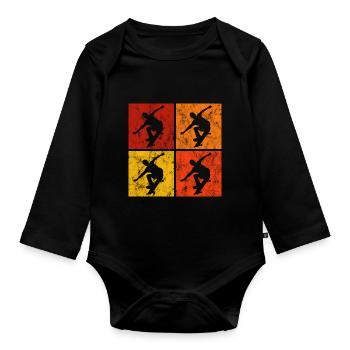 Skateboarder Skateboard Skater Skate Skateing - Body Bébé bio manches longues - noir - Devant