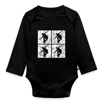 Skateboarder Skateboard Skater Skate Skateing - Body Bébé bio manches longues - noir - Devant
