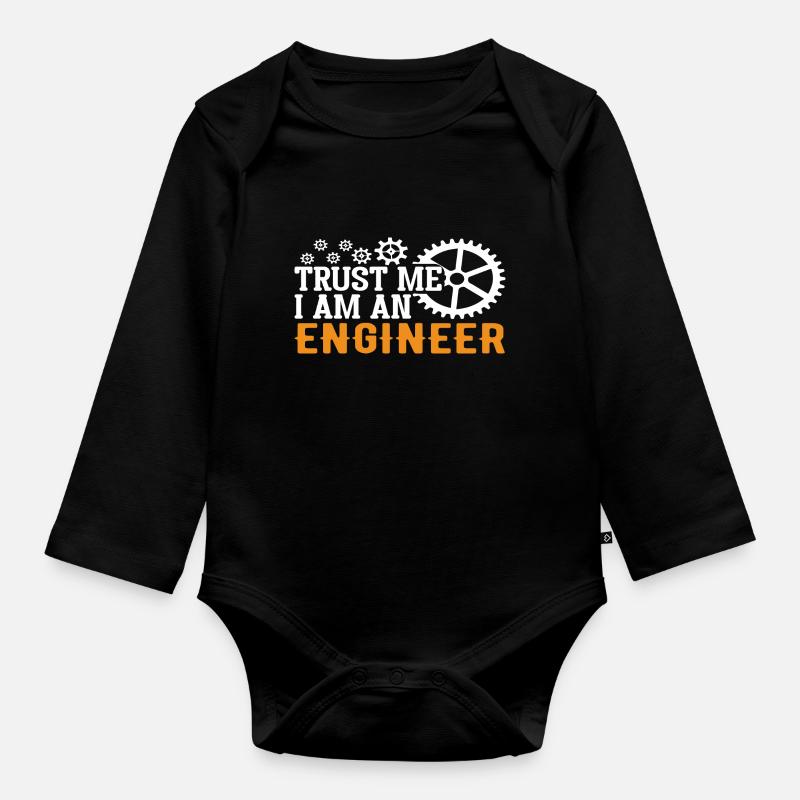 Trust me I am an Engineer - Baby Bio-Langarm-Body - Schwarz