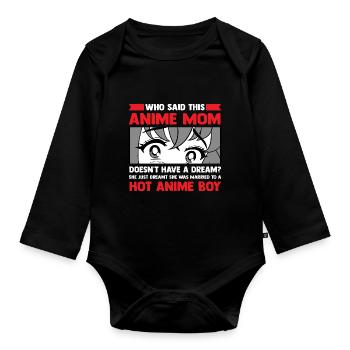 anime merch Anime anime mom Geschenk - Baby Bio-Langarm-Body - Schwarz - Vorne