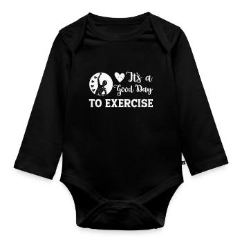 It´s A Good Day To Exercise - Baby Bio-Langarm-Body - Schwarz - Vorne