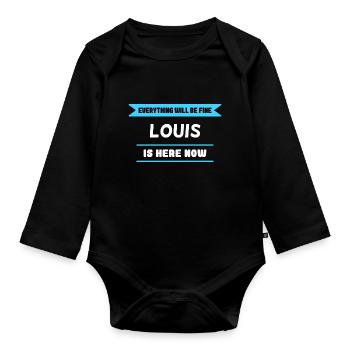 Louis Name Spruch für stolzen Louis - Baby Bio-Langarm-Body - Schwarz - Vorne