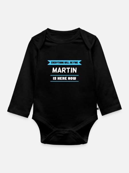 Martinsspruch für stolze Martins - Baby Bio-Langarm-Body - Schwarz