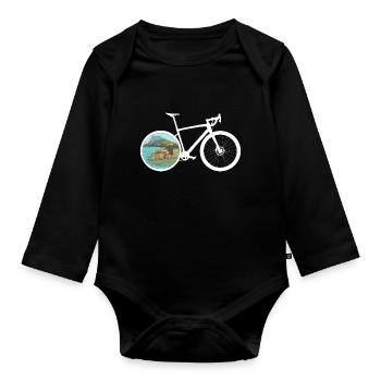 Gravel Bike See Rennrad Fahrrad lustige Geschenk - Baby Bio-Langarm-Body - Schwarz - Vorne