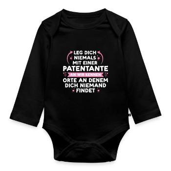 Patentante Familie Patenkind Geschenk - Baby Bio-Langarm-Body - Schwarz - Vorne