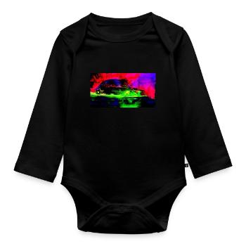 Neon Abstract Retro Car Design Coop Artist BiBi - Baby Bio-Langarm-Body - Schwarz - Vorne