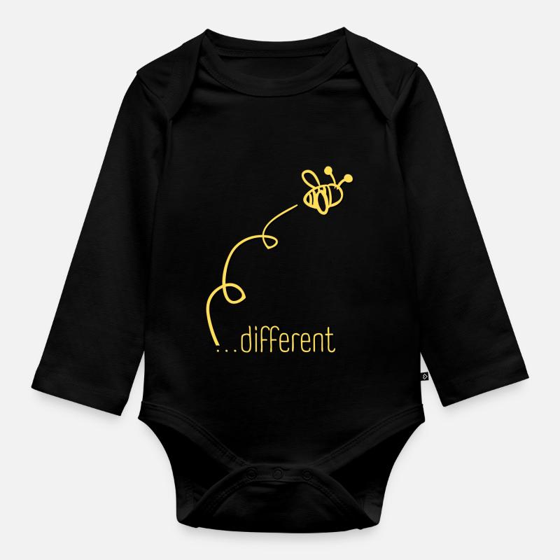 Bee Different - Sei anders! Statement Design - Baby Bio-Langarm-Body - Schwarz