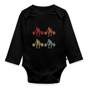 Musculation Bodybuilder GYM Fitnessstudio Retro - Body Bébé bio manches longues - noir - Devant