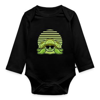 Tortue - Body Bébé bio manches longues - noir - Devant