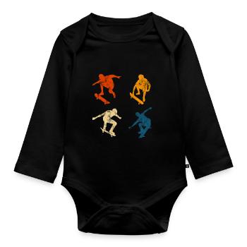 Skateboard Skateboarder Skater Skate Skateing - Baby Bio-Langarm-Body - Schwarz - Vorne
