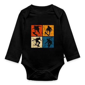 Skateboard Skateboarder Skater Skate Skateing - Organic Longsleeve Baby Bodysuit - black - Front