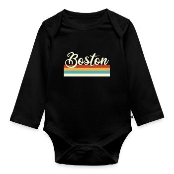 Boston - Massachusetts - Retro - Vintage - USA - Organic Longsleeve Baby Bodysuit - black - Front