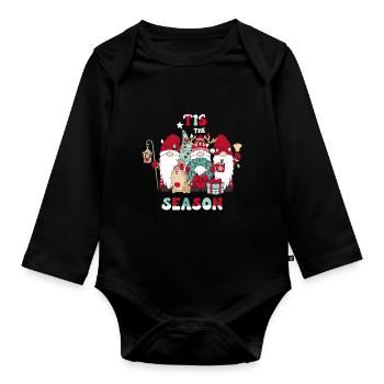 C’est la saison des elfes de Noël - Body Bébé bio manches longues - noir - Devant