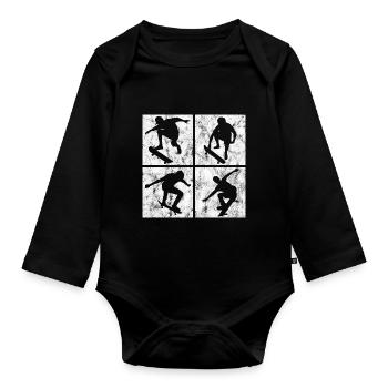 This is My therapy Skateboard Skateboarder Skate - Organic Longsleeve Baby Bodysuit - black - Front