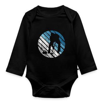 Curling sur glace Curling Retro Cadeau - Body Bébé bio manches longues - noir - Devant