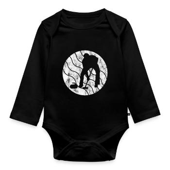 Curling sur glace Curling Retro Cadeau - Body Bébé bio manches longues - noir - Devant