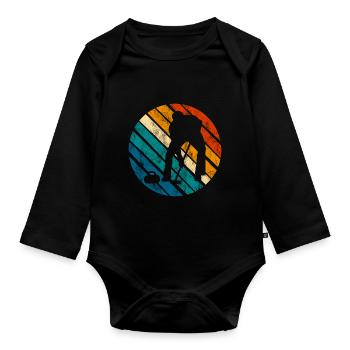 Curling sur glace Curling Retro Cadeau - Body Bébé bio manches longues - noir - Devant