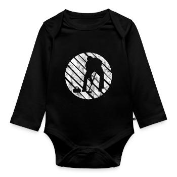 Ice Curling Curler Curling Retro Gift - Organic Longsleeve Baby Bodysuit - black - Front