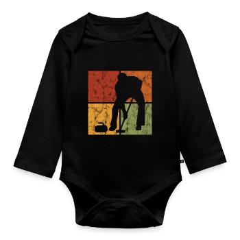 Ice Curling Curler Curling Retro Gift - Organic Longsleeve Baby Bodysuit - black - Front