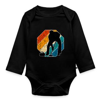 Curling sur glace Curling Retro Cadeau - Body Bébé bio manches longues - noir - Devant