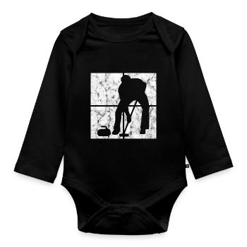 Curling sur glace Curling Retro Cadeau - Body Bébé bio manches longues - noir - Devant