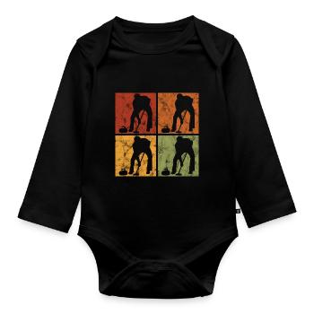 Curling sur glace Curling Retro Cadeau - Body Bébé bio manches longues - noir - Devant