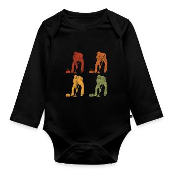Curling sur glace Curling Retro Cadeau - Body Bébé bio manches longues - noir - Devant