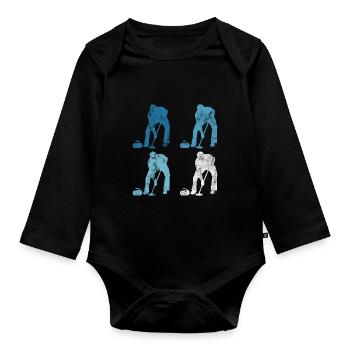 Curling sur glace Curling Retro Cadeau - Body Bébé bio manches longues - noir - Devant