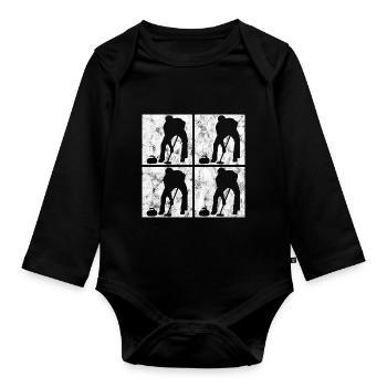 Curling sur glace Curling Retro Cadeau - Body Bébé bio manches longues - noir - Devant