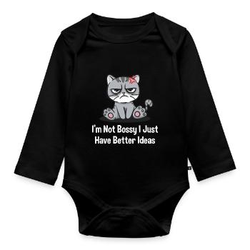 Je ne suis pas autoritaire, j’ai juste mieux - Body Bébé bio manches longues - noir - Devant