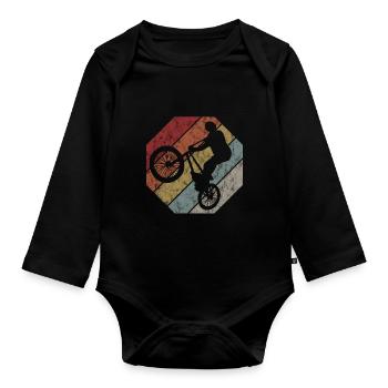 BMX Bike Bike Retro Gift Bicycle Motocross - Organic Longsleeve Baby Bodysuit - black - Front