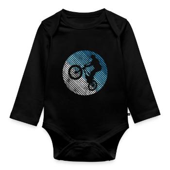 BMX Rad Fahrrad Retro Geschenk Bicycle Motocross - Baby Bio-Langarm-Body - Schwarz - Vorne