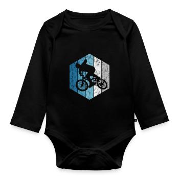 BMX Bike Bike Retro Gift Bicycle Motocross - Organic Longsleeve Baby Bodysuit - black - Front