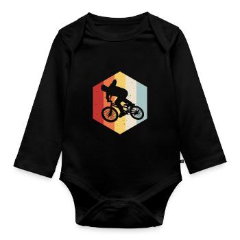 BMX Bike Bike Retro Gift Bicycle Motocross - Organic Longsleeve Baby Bodysuit - black - Front