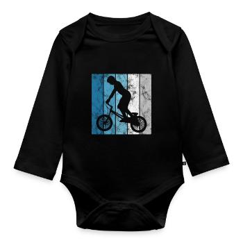 BMX Rad Fahrrad Retro Geschenk Bicycle Motocross - Baby Bio-Langarm-Body - Schwarz - Vorne