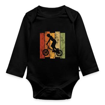 BMX Rad Fahrrad Retro Geschenk Bicycle Motocross - Baby Bio-Langarm-Body - Schwarz - Vorne