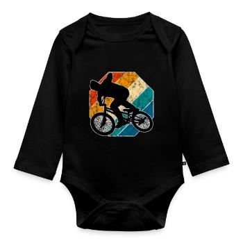BMX Rad Fahrrad Retro Geschenk Bicycle Motocross - Baby Bio-Langarm-Body - Schwarz - Vorne