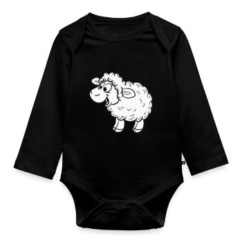 Kleines Baby-Schaf Schäfchen - Baby Bio-Langarm-Body - Schwarz - Vorne