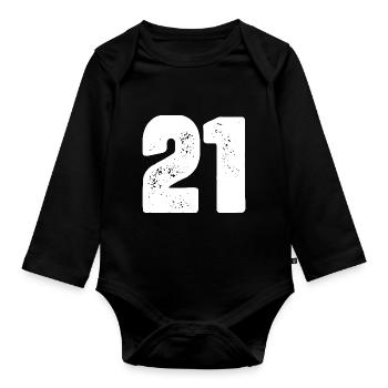 21 Maillot numéro - Body Bébé bio manches longues - noir - Devant