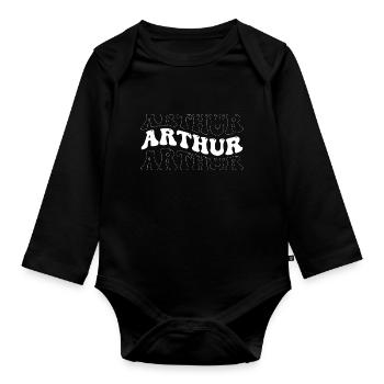 Drôle Arthur Groovy 4 Hommes Femmes Cool Arthur Cravate - Body Bébé bio manches longues - noir - Devant