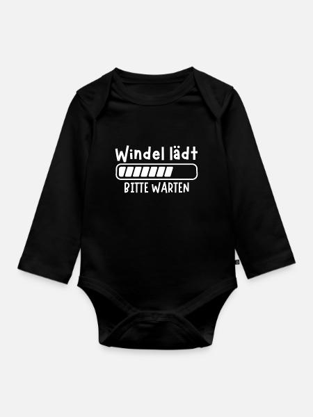 Windel lädt baby geschenk idee Geburt Spruch - Baby Bio-Langarm-Body - Schwarz