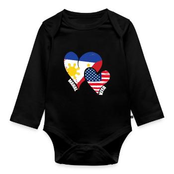 Mahal Kita Filipino American Flag Pinoy Pride - Organic Longsleeve Baby Bodysuit - black - Front