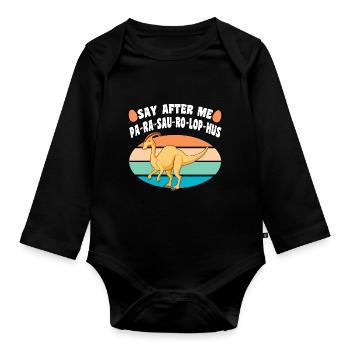 Dinosaur Gift Idea | Dino Dinos T-Rex Funny - Organic Longsleeve Baby Bodysuit - black - Front