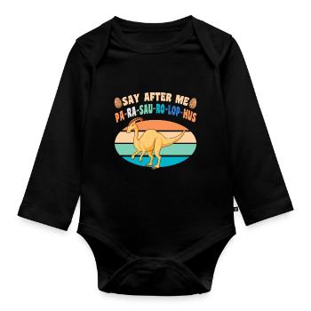 Dinosaurier - Baby Bio-Langarm-Body - Schwarz - Vorne