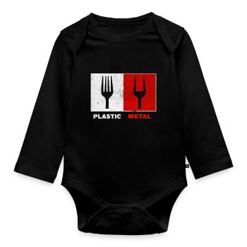 Fourchette Plastic Metal Musique - Body Bébé bio manches longues - noir - Devant