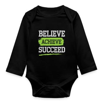 Belief in success - Organic Longsleeve Baby Bodysuit - black - Front