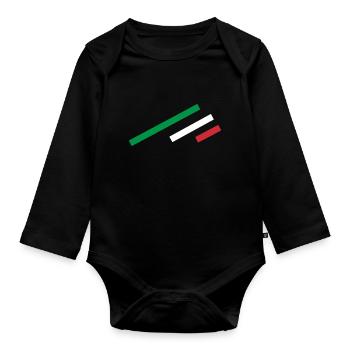 Italy Stripe - Organic Longsleeve Baby Bodysuit - black - Front