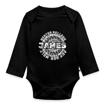 Geschenk für James - Baby Bio-Langarm-Body - Schwarz - Vorne
