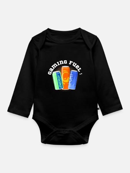 Gaming Fuel Energy Drinks - Baby Bio-Langarm-Body - Schwarz