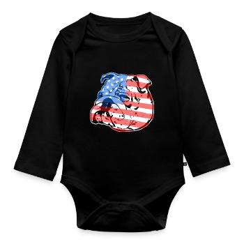 Old English Bulldog Old English Bulldog Flag - Organic Longsleeve Baby Bodysuit - black - Front